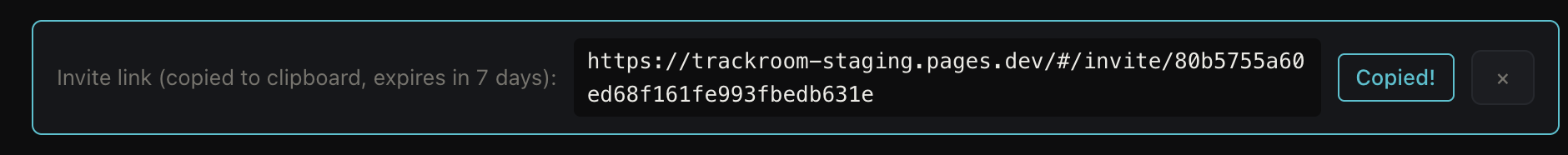 Album sharing controls in TrackRoom