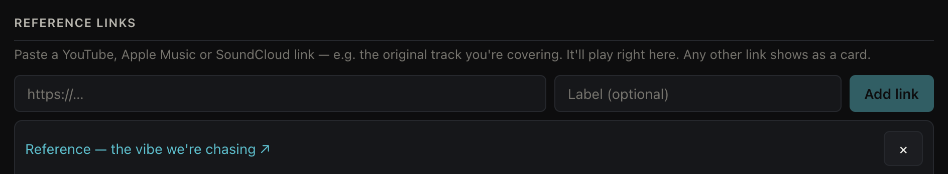 Adding a reference link to a song